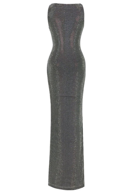 Crystal Embellished Maxi Dress Black