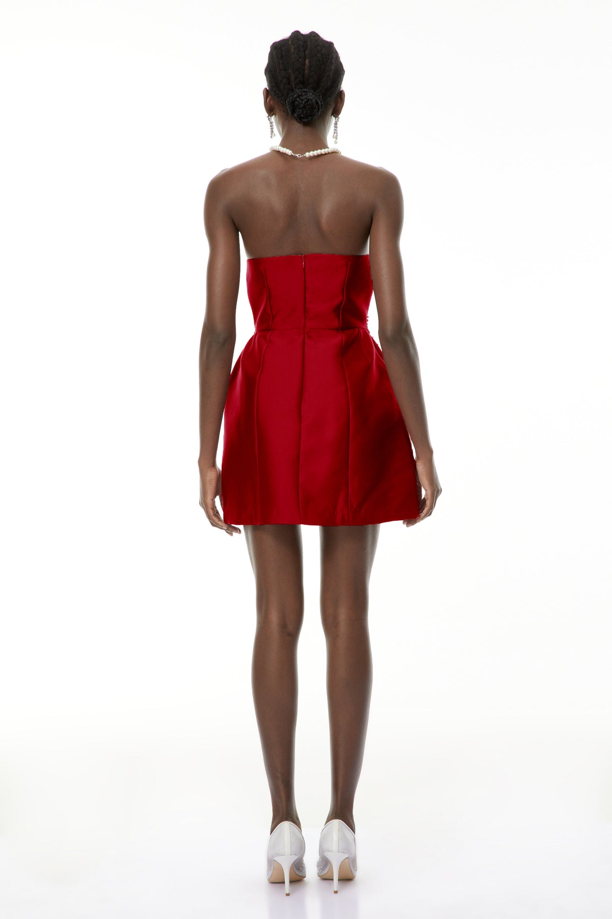 Aurohaya Eneko Red Bead Embellished Mini Dress