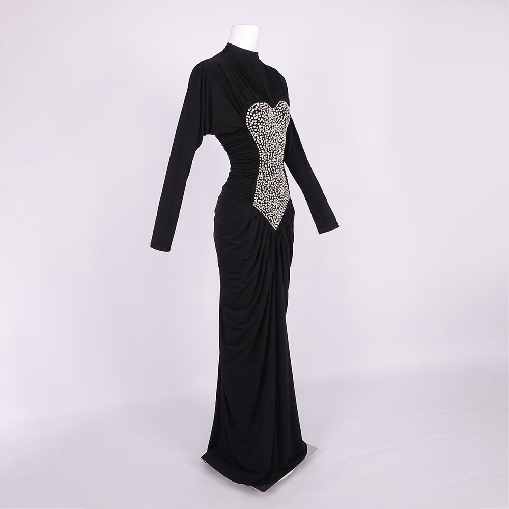 Aurohaya Liberté Embellished Long Sleeve Maxi Dress