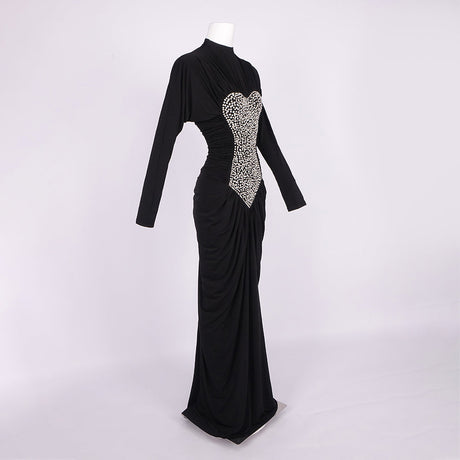 Aurohaya Liberté Embellished Long Sleeve Maxi Dress