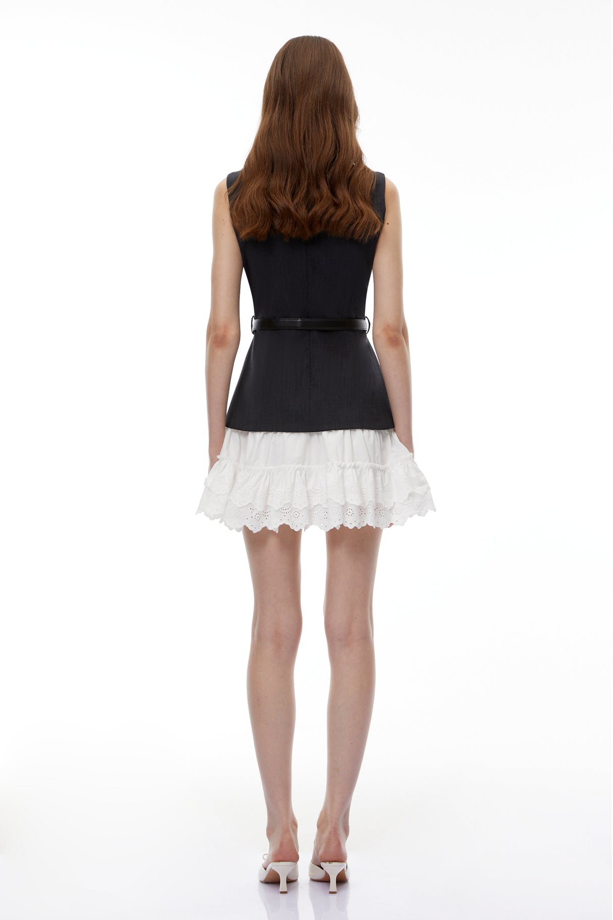 Aurohaya Fadila Black Color Block Ruffled Mini Dress