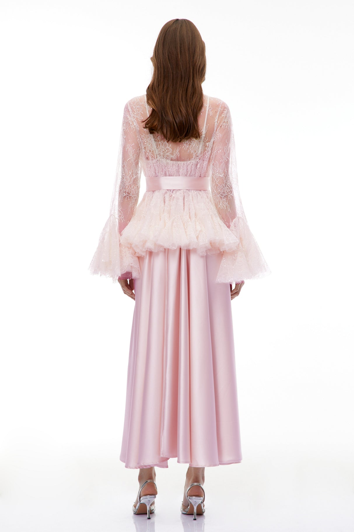 Aurohaya Fadila Pink Semi-Sheer Blouse & Dress Set