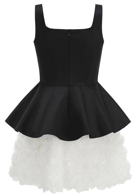 Floral A Line Dress Black White