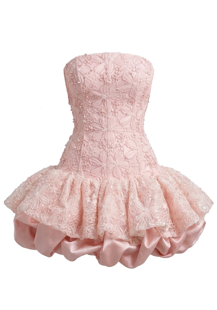 Floral Bubble Corset Dress Pink