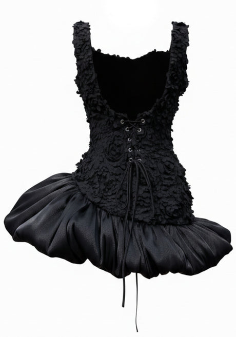 Floral Corset Bubble Dress Black