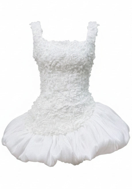 Floral Corset Bubble Dress White