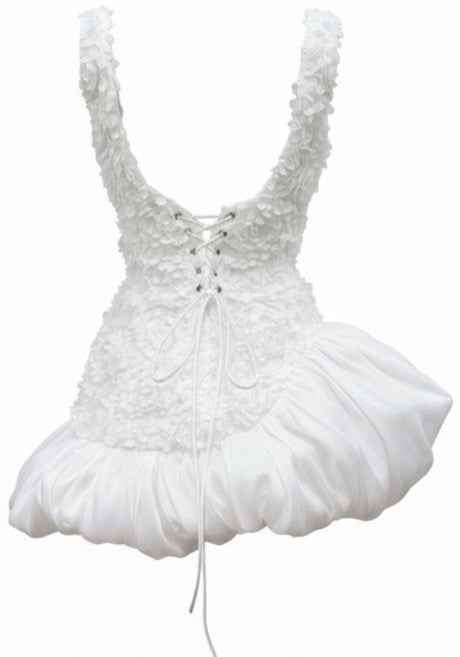 Floral Corset Bubble Dress White