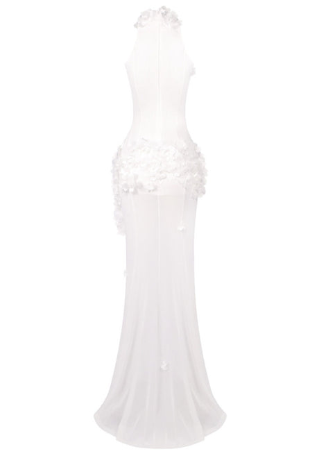 Floral Embellished Maxi Dress White