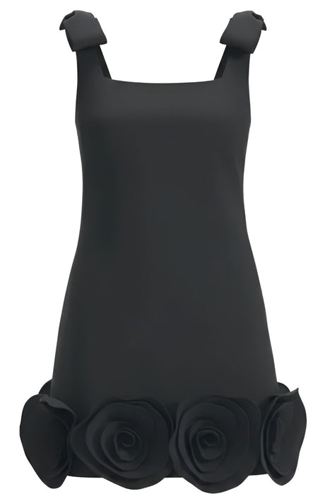 Floral Hem Dress Black