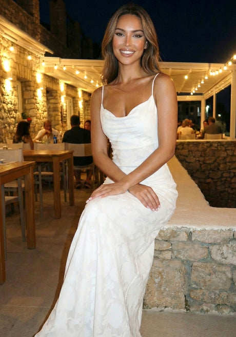 Floral Strappy Back A Line Maxi Dress White