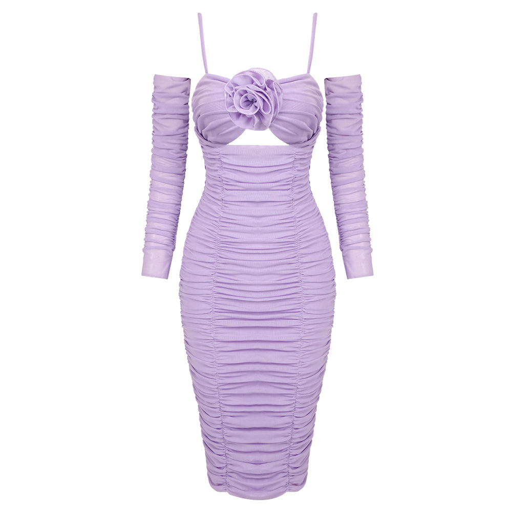 Aurohaya Marion Ruched Midi Dress Light Purple