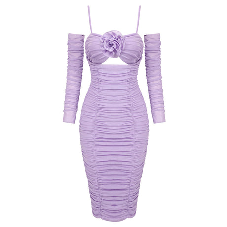 Aurohaya Marion Ruched Midi Dress LAVENDER