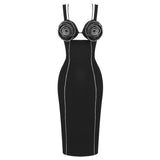 Aurohaya Ariella Bodycon Midi Dress Black