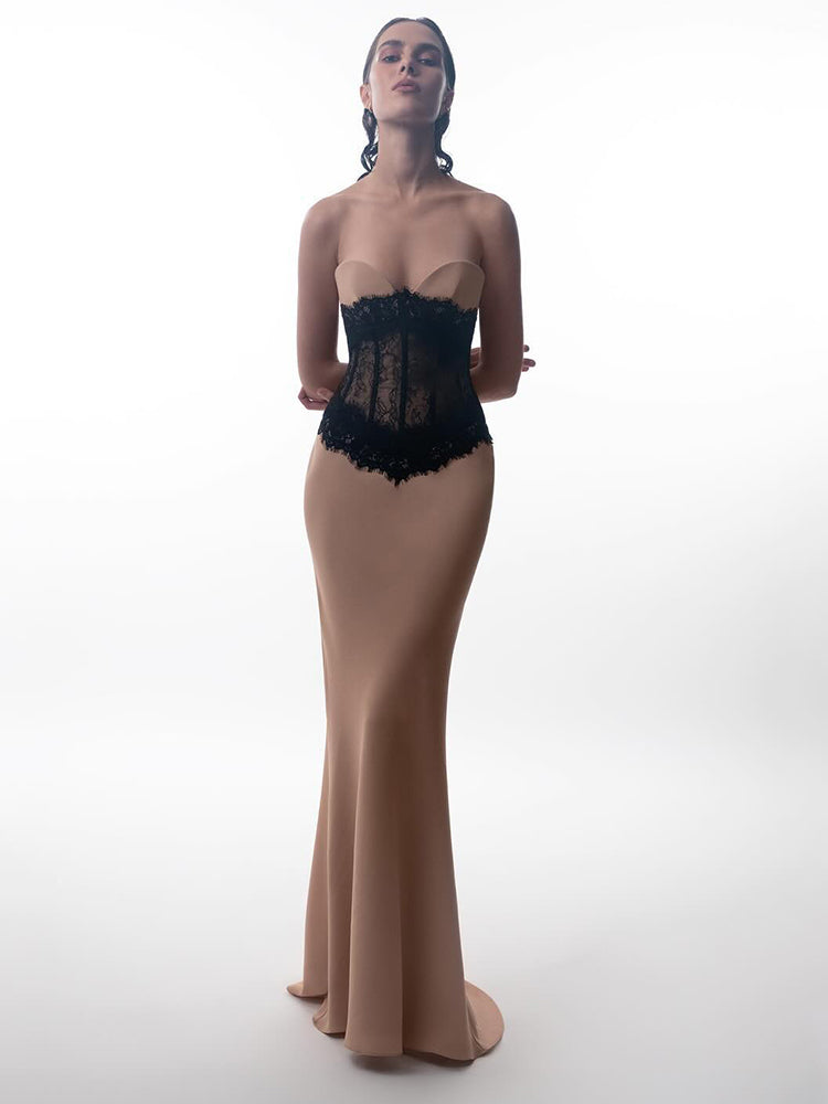 Aurohaya Coralie Strapless Corset Maxi Dress