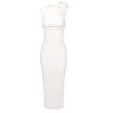 Aurohaya Odette Elegant Sleeveless Midi Dress White