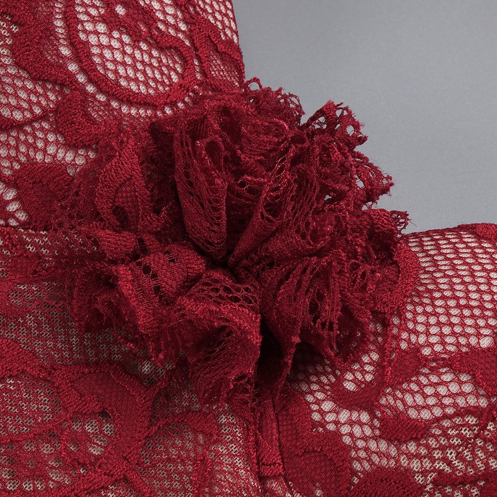 Aurohaya Violaine Lace Halter Maxi Dress