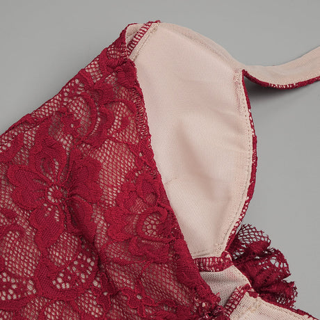 Aurohaya Violaine Lace Halter Maxi Dress