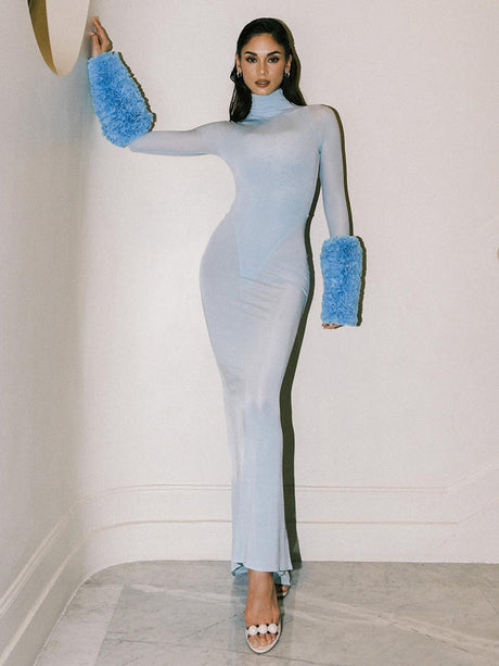 Aurohaya Cybèle Long Sleeve Bodycon Maxi Dress