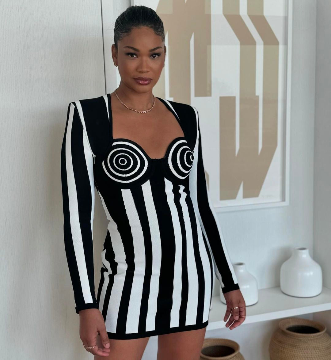 Aurohaya Mélisande Striped Mini Dress