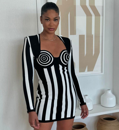 Aurohaya Mélisande Striped Mini Dress