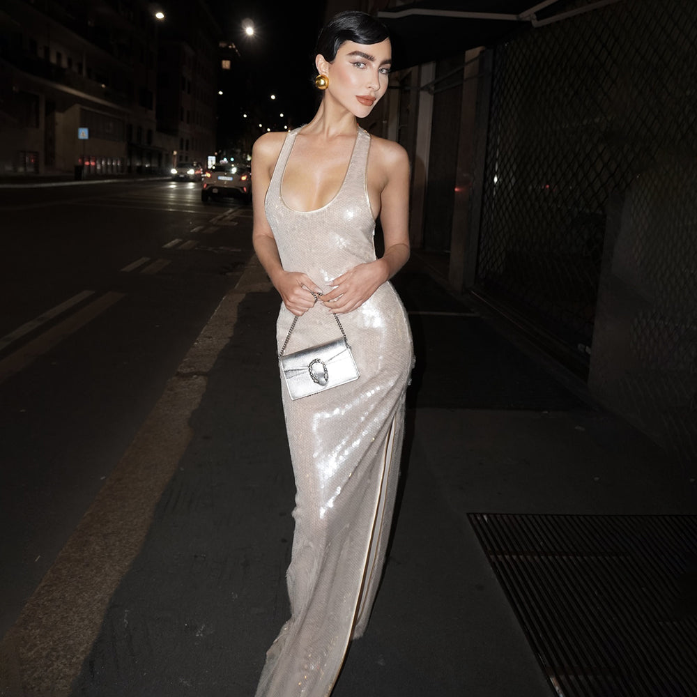Aurohaya Perrine Sequin Sleeveless Maxi Dress