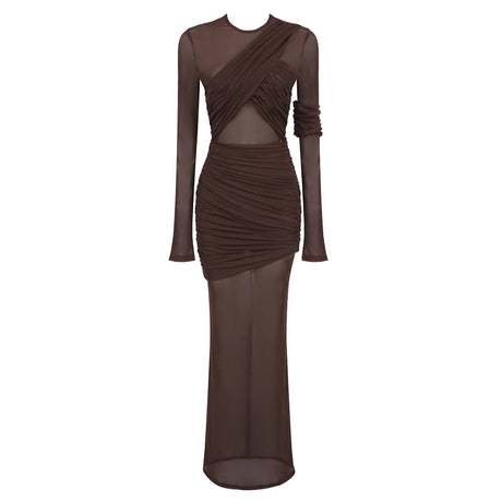 Aurohaya Isabeau Sequin Maxi Dress Brown