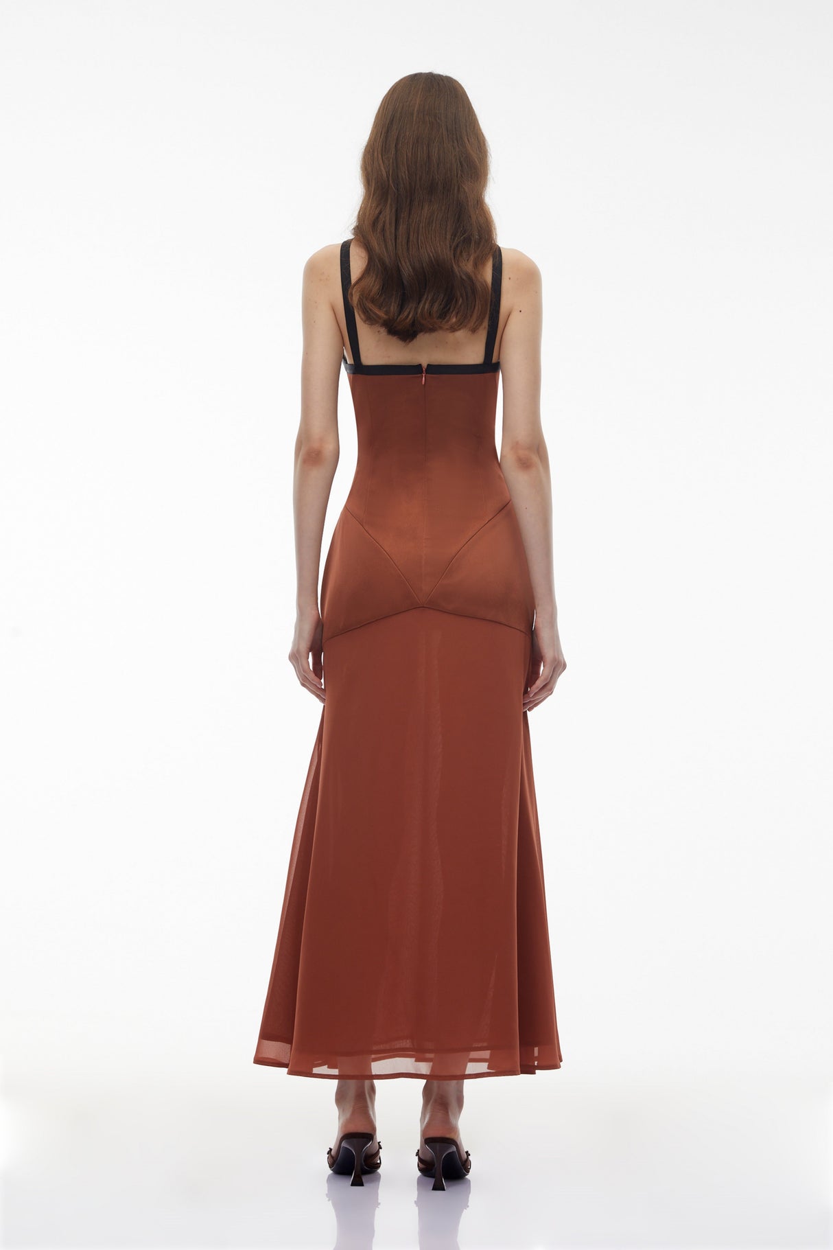 Aurohaya Ginevra Brown Halterneck Maxi Dress with Bow
