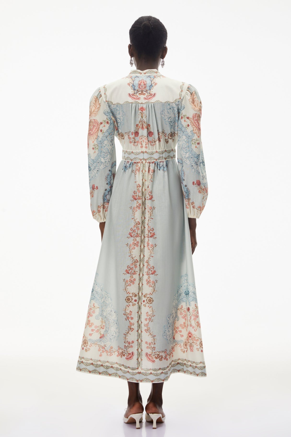 Aurohaya Grace Blue Floral Print Maxi Dress