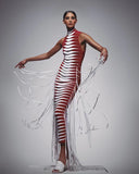 Aurohaya Évelyne Cut Out Fringe Maxi Dress