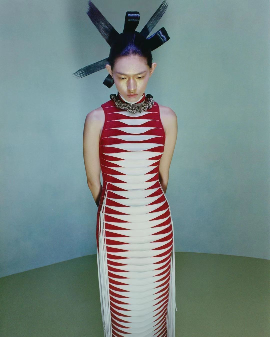 Aurohaya Évelyne Cut Out Fringe Maxi Dress