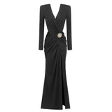 Séraphie Long Sleeve High Slit Maxi Dress