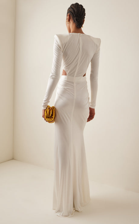 Aurohaya Cambria Long Sleeve Slit Maxi Dress