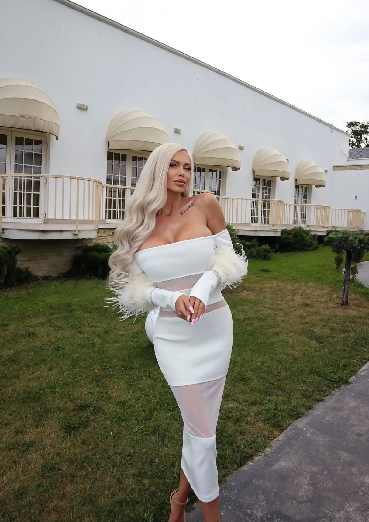 Aurohaya Cosette Off Shoulder Midi Dress