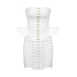 Lavande Strapless Corset Lace-Up Mini Dress