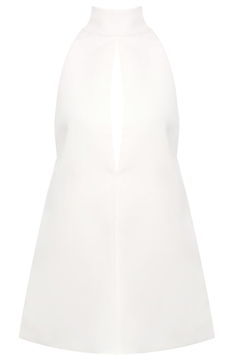 Halter Cut Out Detail A Line Dress White