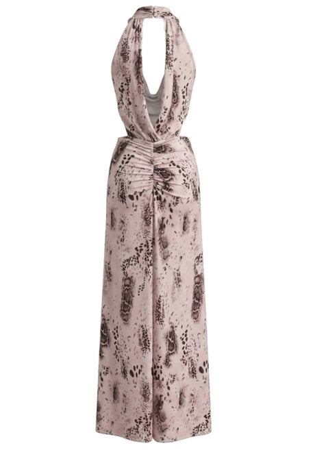 Floral Plunge V Neck Maxi Dress Pink