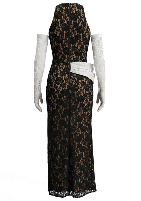 Lace Maxi Dress Black White