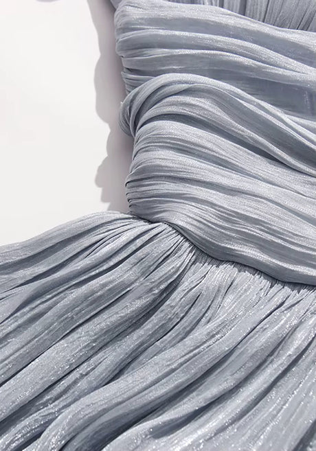 Halter Ruched Bubble Dress Light Blue