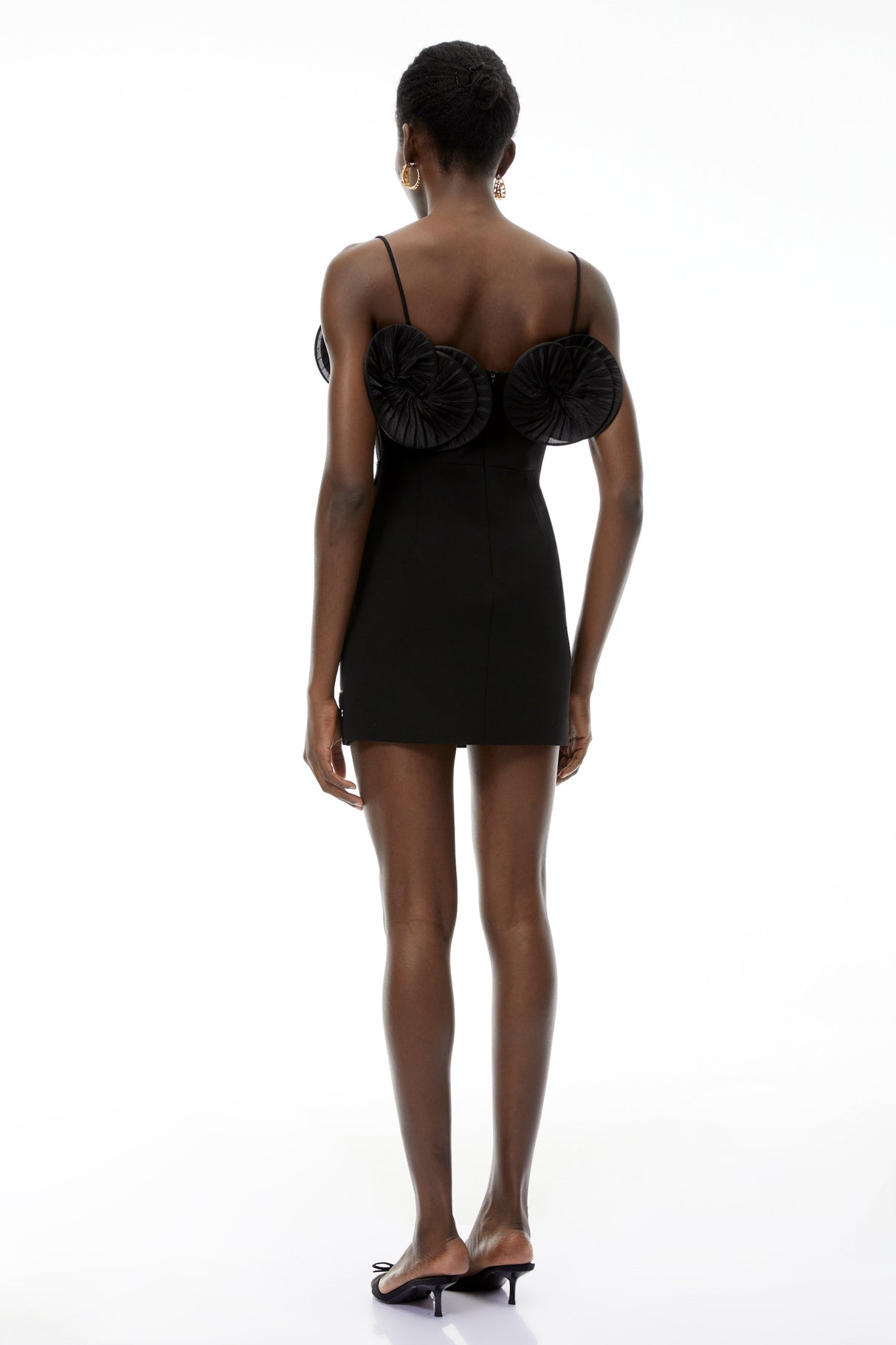 Aurohaya Hayley Black 3D Petal Mini Dress