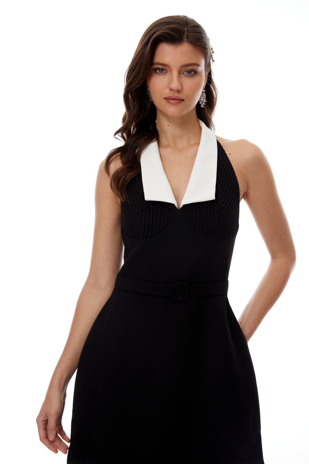 Aurohaya Hazel Black Color Block Mini Dress