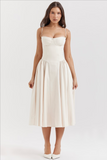 Aurohaya Orlane Corset Midi Dress White