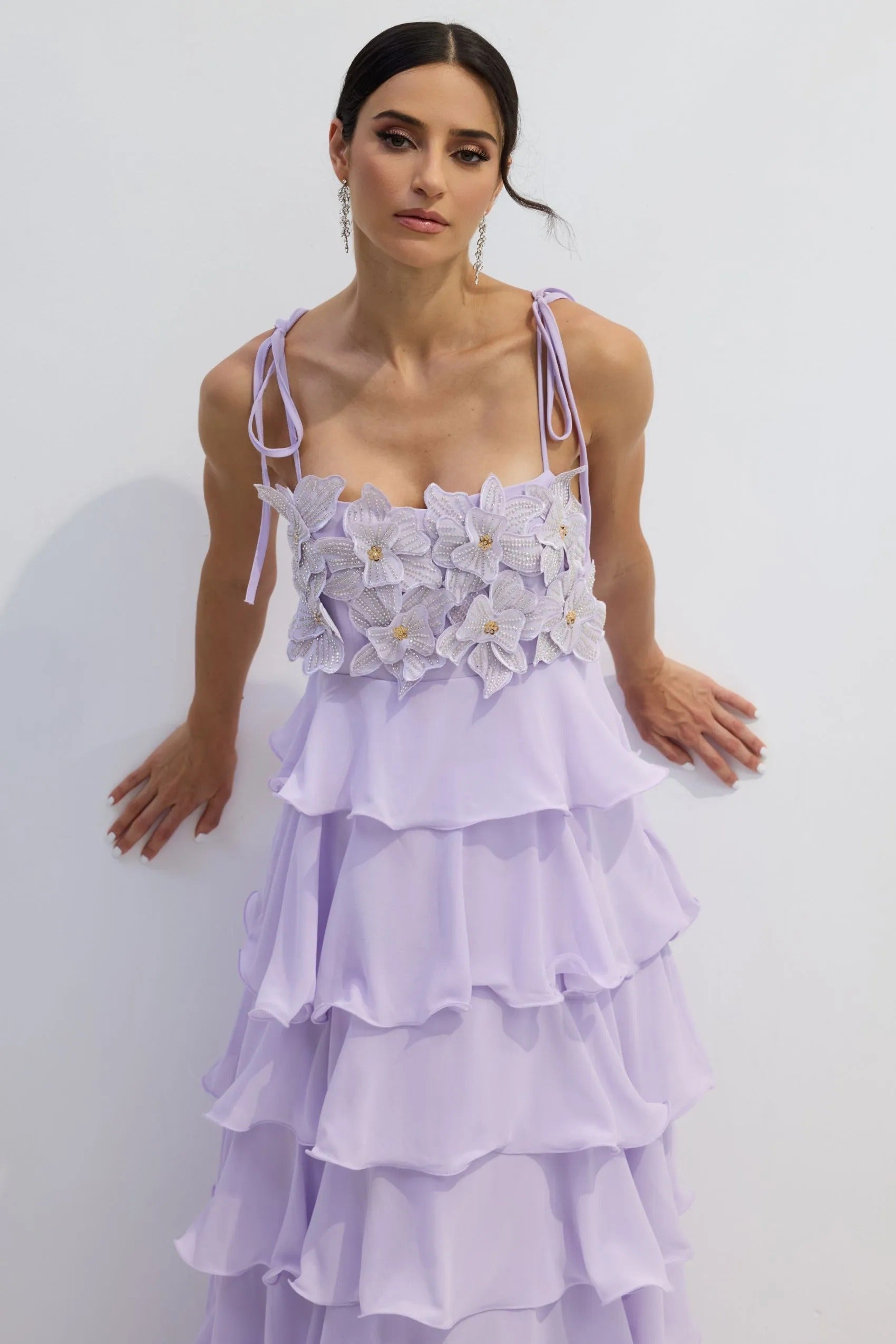 Aurohaya Gabrielle Tiered Ruffle Maxi Dress