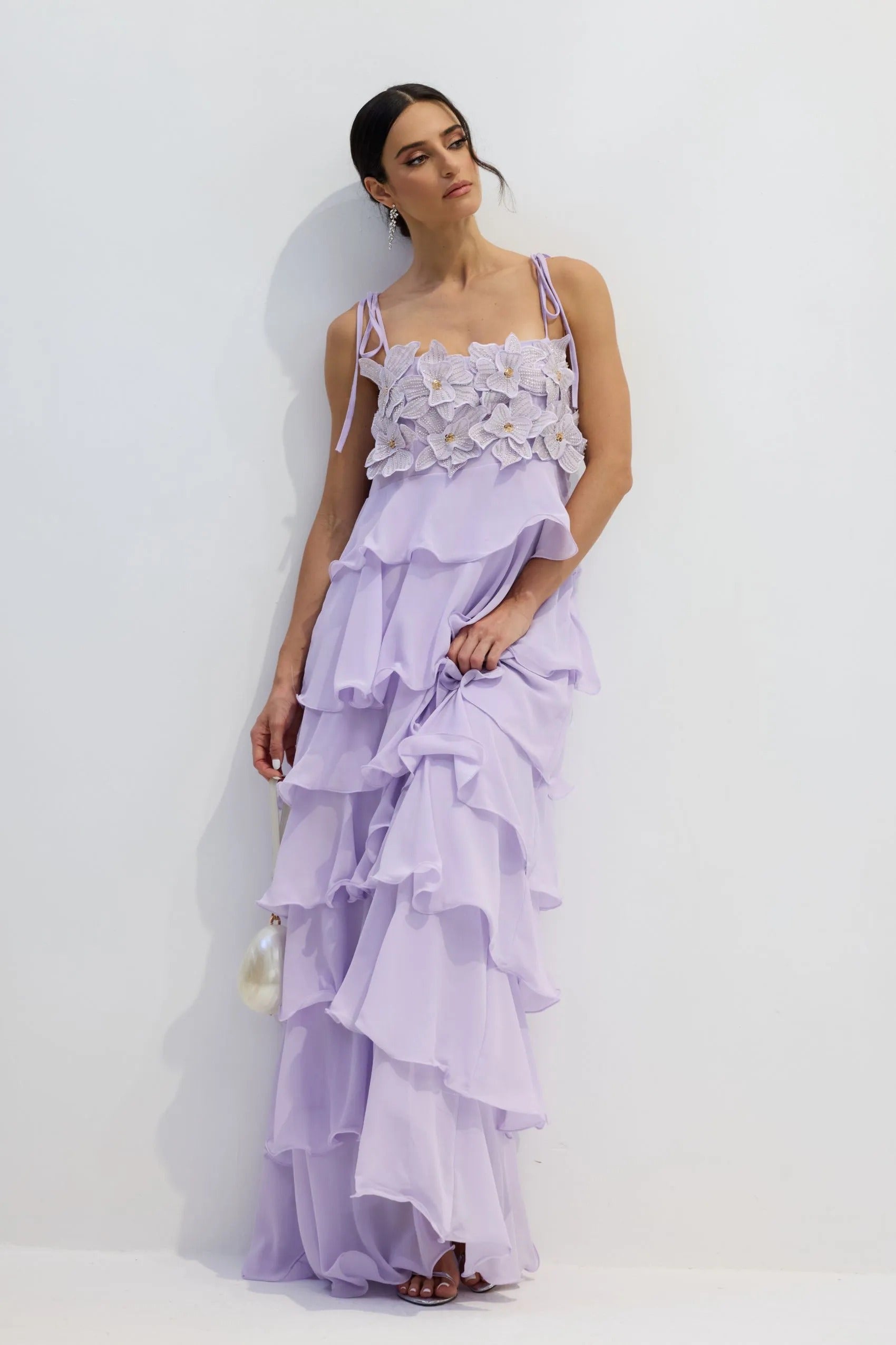 Aurohaya Gabrielle Tiered Ruffle Maxi Dress
