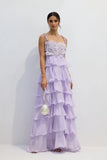 Aurohaya Gabrielle Tiered Ruffle Maxi Dress Purple