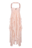 Aurohaya Chloé Strapless Ruffle Maxi Dress Soft Pink
