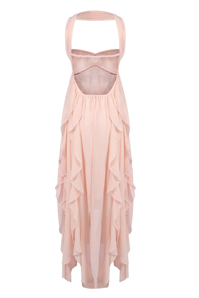 Aurohaya Chloé Strapless Ruffle Maxi Dress