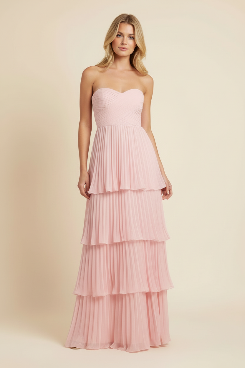 Aurohaya Manon Strapless Tiered Maxi Dress