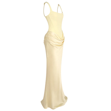 Hortense Square Neck Corset Maxi Dress / Yellow