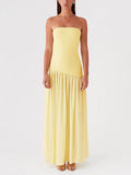 Exquisite Backless Pleats Strapless Maxi Dress