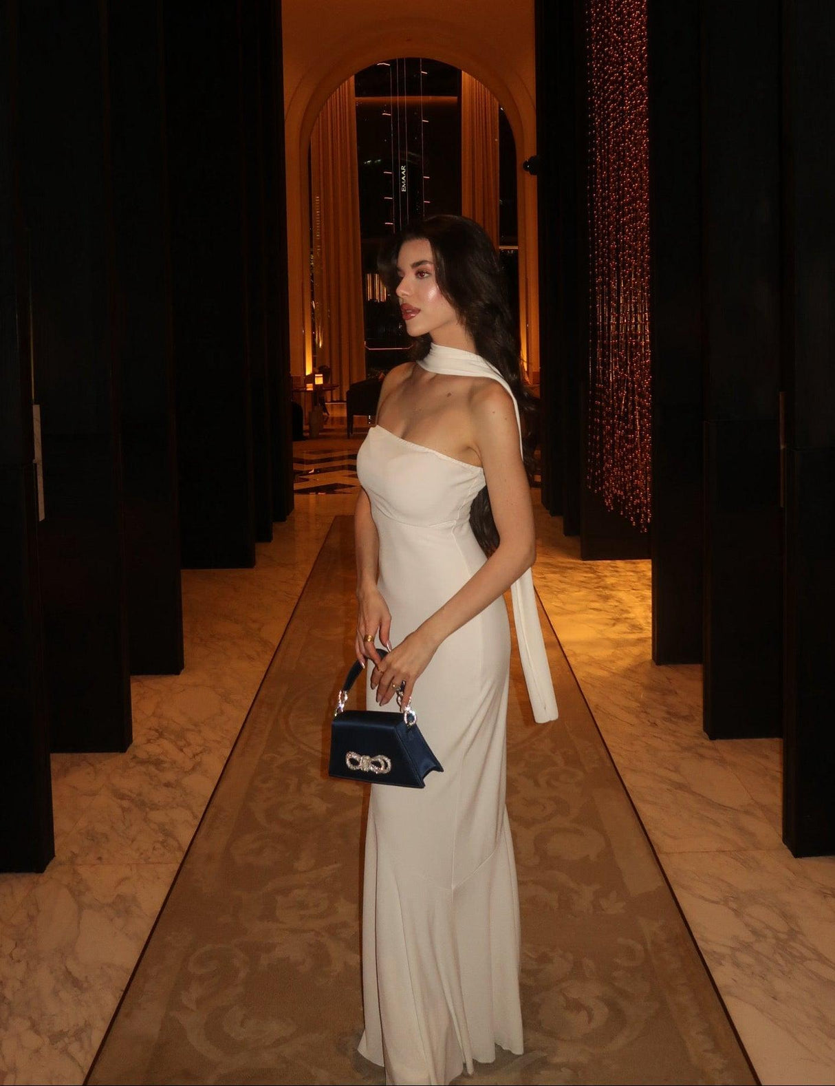 Aurohaya Women's High-Neck Ruched Maxi Dress